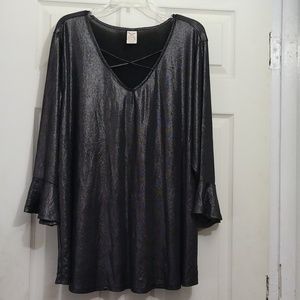 Faded Glory Black metallic Bell sleeve top size 4X